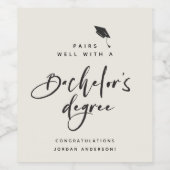 卒業モダンスクリプト学士おめでとう卒業 ワインラベル (シングルラベル)