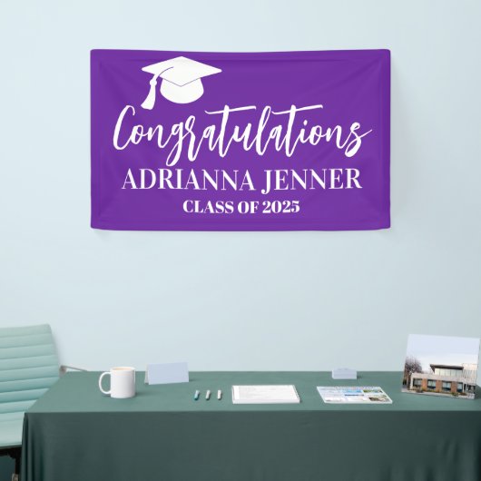 卒業モダンスクリプト紫 横断幕 (トレードショー)