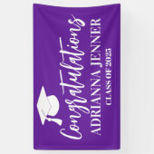 卒業モダンスクリプト紫 横断幕 (縦)