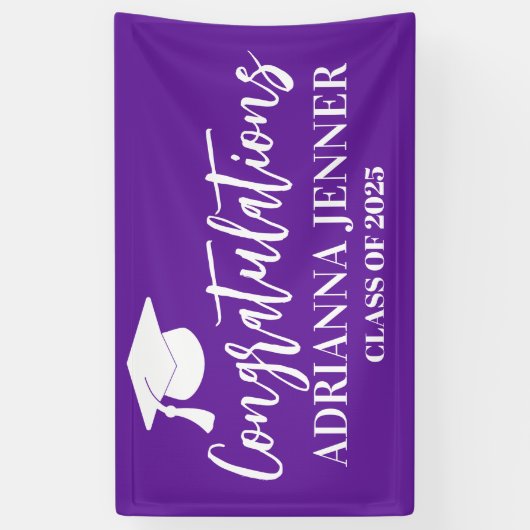 卒業モダンスクリプト紫 横断幕 (縦)