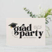 卒業モダンスタイリッシュタイポグラフィ白黒 招待状 (スタンド正面)