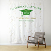 卒業モダンストリーマフェイクーグリーン背景 タペストリー (インサイチュ)