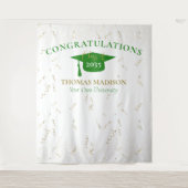 卒業モダンストリーマフェイクーグリーン背景 タペストリー (正面)