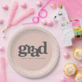 卒業モダンタイポグラフィオン赤面ピンク ペーパープレート (パーティー)