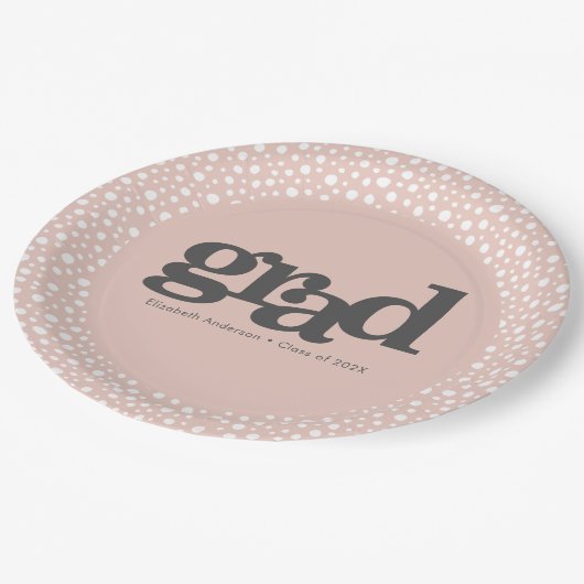 卒業モダンタイポグラフィオン赤面ピンク ペーパープレート (アングル)