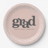 卒業モダンタイポグラフィオン赤面ピンク ペーパープレート (正面)