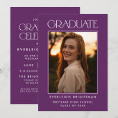 卒業モダンタイポグラフィ写真卒業招待状 招待状 (正面/裏面)