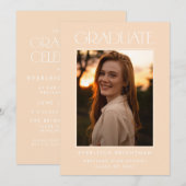 卒業モダンタイポグラフィ写真卒業招待状 招待状 (正面/裏面)