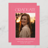 卒業モダンタイポグラフィ写真卒業招待状 招待状 (正面/裏面)