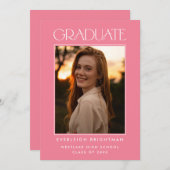 卒業モダンタイポグラフィ写真卒業招待状 招待状 (正面/裏面)