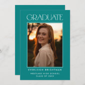 卒業モダンタイポグラフィ写真卒業招待状 招待状 (正面/裏面)