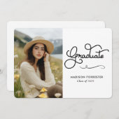 卒業モダンタイポグラフィ書 招待状 (正面/裏面)