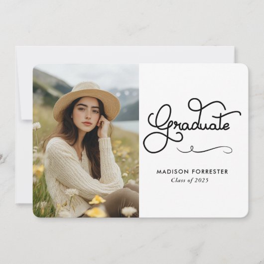 卒業モダンタイポグラフィ書 招待状 (正面)