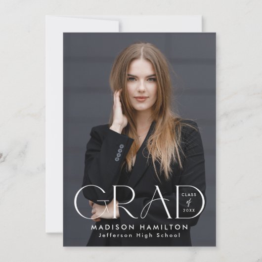 卒業モダンタイポグラフィ2写真卒業 案内状 (正面)