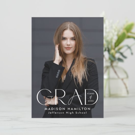 卒業モダンタイポグラフィ2写真卒業 案内状 (スタンド正面)