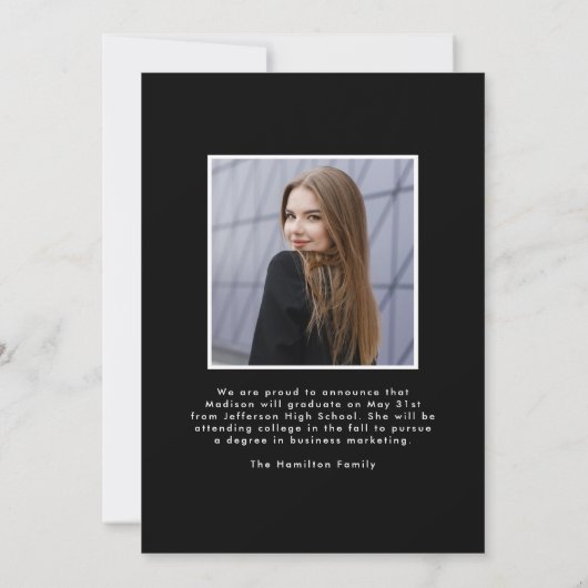 卒業モダンタイポグラフィ2写真卒業 案内状 (裏面)