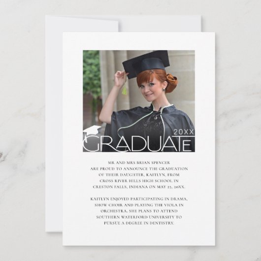 卒業モダンタイポグラフィ2写真卒業 案内状 (裏面)