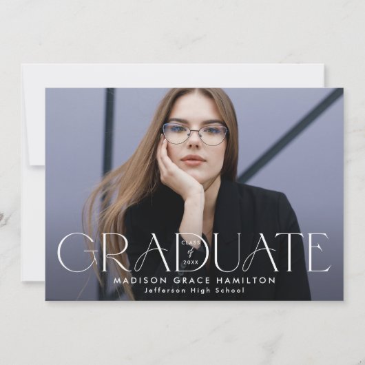 卒業モダンタイポグラフィ2写真卒業 案内状 (正面)