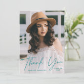 卒業モダンティール（緑がかった色）台本写真卒業 サンキューカード (スタンド正面)