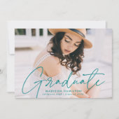 卒業モダンティール（緑がかった色）台本写真卒業 案内状 (正面)