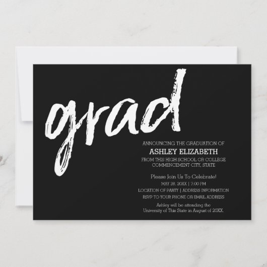 卒業モダントレンディーカスタムブラックグラード 招待状 (正面)
