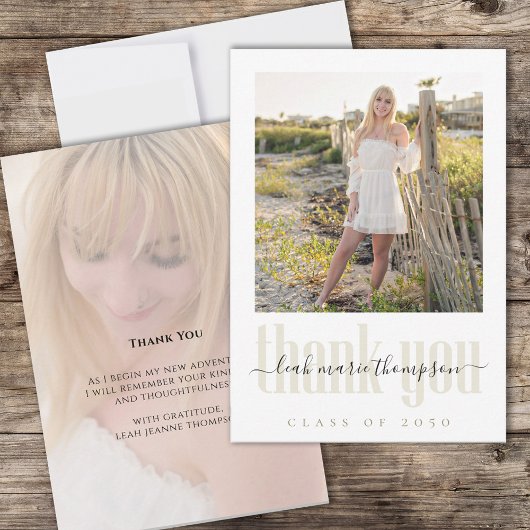 卒業モダントレンディーシンプルミニマリスト サンキューカード