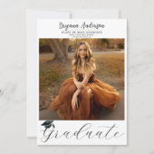 卒業モダントレンディー写真卒業キャップ 招待状 (正面)