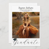 卒業モダントレンディー写真卒業キャップ 招待状 (正面/裏面)