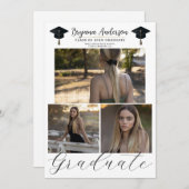 卒業モダントレンディー3写真写真卒業 招待状 (正面/裏面)