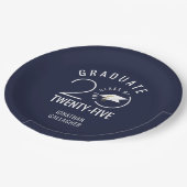 卒業モダンネイビーブルークラス年タイポグラフィ ペーパープレート (アングル)