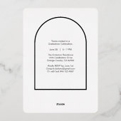 卒業モダンバラ金ゴールドアーチ写真卒業パーティー 箔招待状 (裏面)