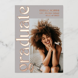 卒業モダンバラ金ゴールド写真卒業フォイル 箔招待状