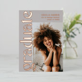 卒業モダンバラ金ゴールド写真卒業フォイル 箔招待状 (立ち正面)