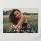 卒業モダンバラ金ゴールド台本卒業写真 箔招待状 (正面)