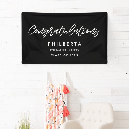 卒業モダンパーティーおめでとう 横断幕 (インサイチュ)