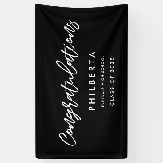 卒業モダンパーティーおめでとう 横断幕 (縦)