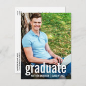 卒業モダンパーティーの卒業写真 インビテーションポストカード (正面/裏面)