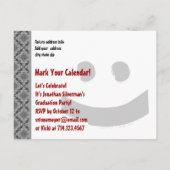 卒業モダンパーティーの日付を保存する赤黒 案内ポストカード (裏面)