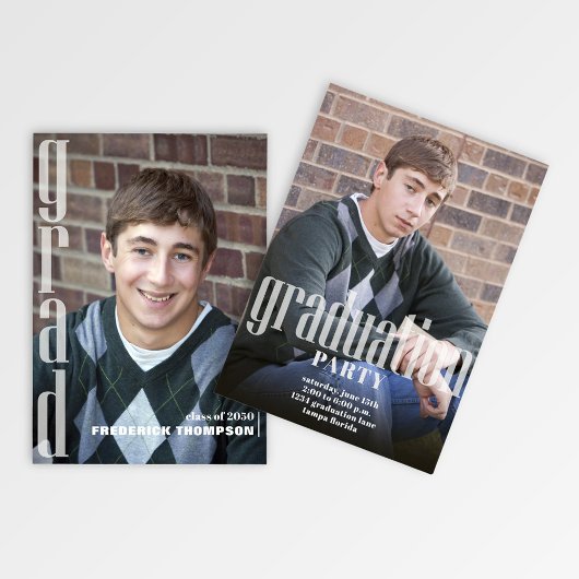 卒業モダンパーティーカスタム写真 招待状