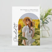 卒業モダンパーティー手書きスクリプト2 – 写真 招待状 (スタンド正面)