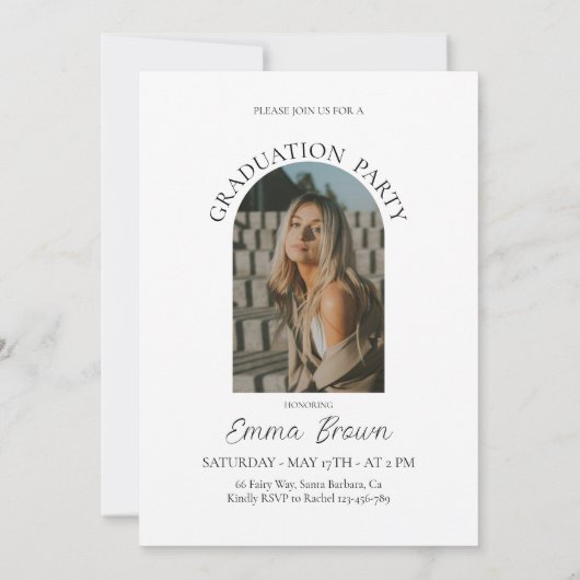 卒業モダンパーティー招待状フォトグラード 招待状 (裏面)