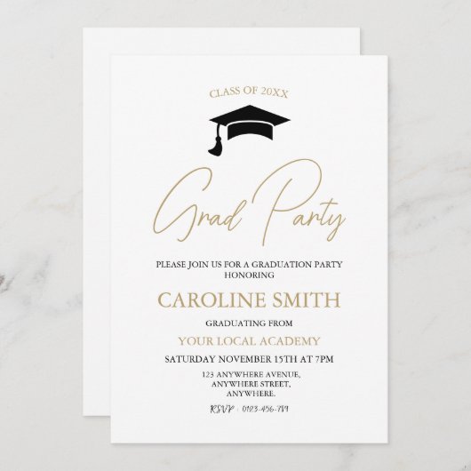 卒業モダンパーティー招待状 招待状 (正面/裏面)