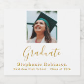 卒業モダンパーティー2024写真金ゴールド スパークリングワインラベル (シングルラベル)