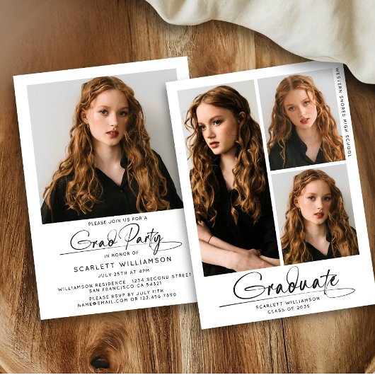 卒業モダンパーティー3フォトコラージスクリプト 招待状