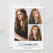 卒業モダンパーティー3フォトコラージスクリプト 招待状 (正面)