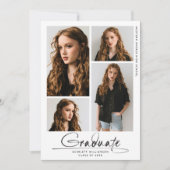 卒業モダンパーティー4フォトコラージスクリプト 招待状 (正面)