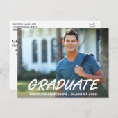 卒業モダンパーティ招待状写真W インビテーションポストカード (正面/裏面)