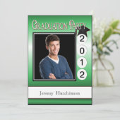卒業モダンパーテカスタムィーの写真の日付(緑) 招待状 (スタンド正面)