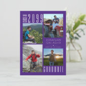 卒業モダンパープル4枚コラージュ 案内状 (スタンド正面)