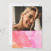 卒業モダンピンクとオレンジの写真卒業 サンキューカード (裏面)